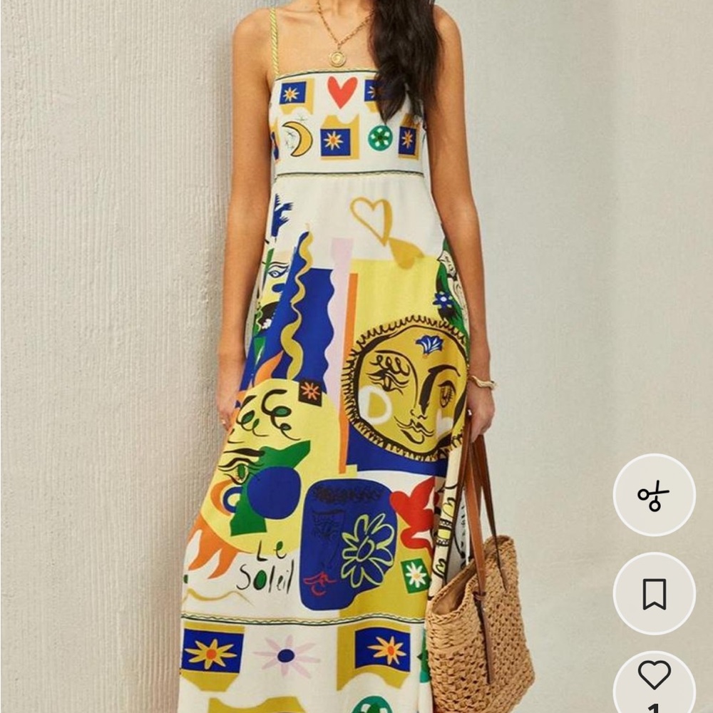 Commense Sleeveless Printed Maxi Dress in Multi